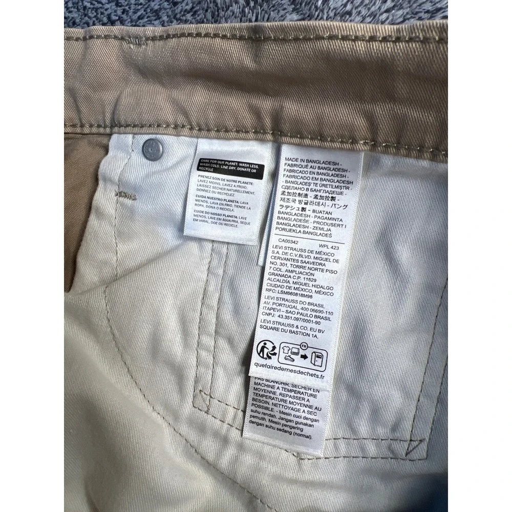 Levis 514 Straight Fit Khaki Pants Mens 36x32 Tan Cotton Stretch Chino Trousers